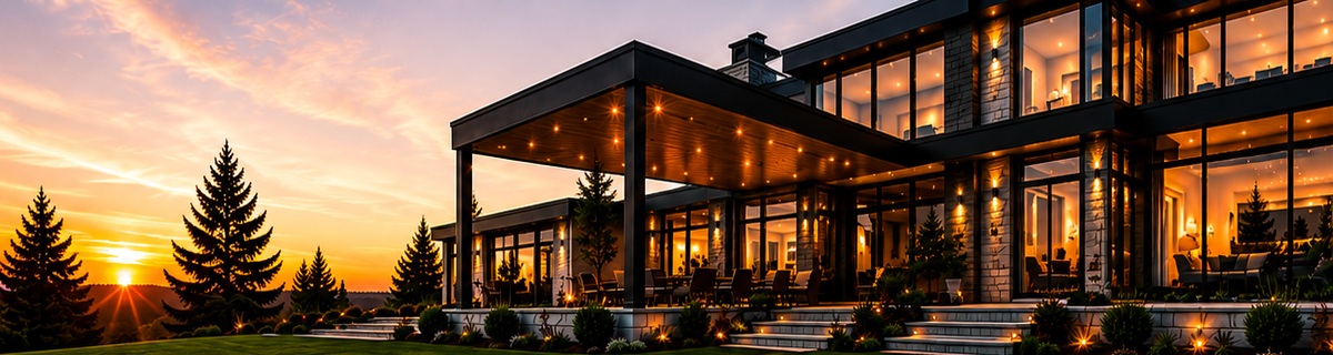 Luxury modern home with large windows